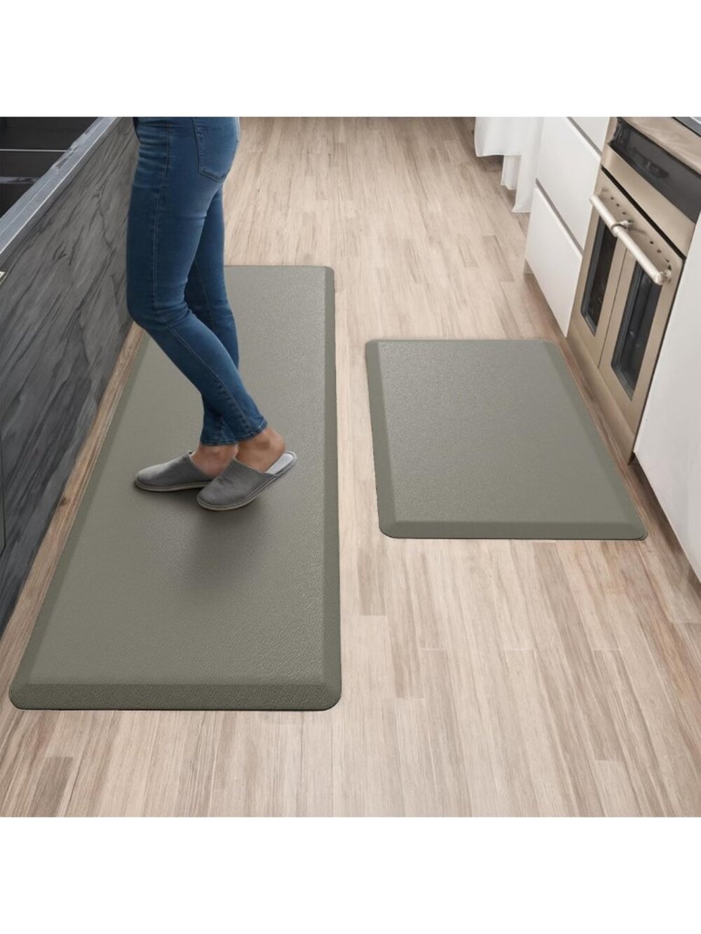 Cushioned Anti-Fatigue Kitchen Mats | Non-Slip Waterproof Floor Rugs, 2-Pack